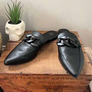 Black Pointed Toe Mules